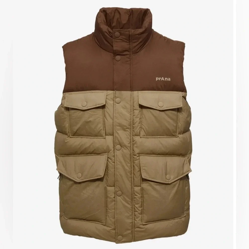 NWT Men’s Prana Timber Trail Vest Shire Colorblock Duck Down/Feather Fill